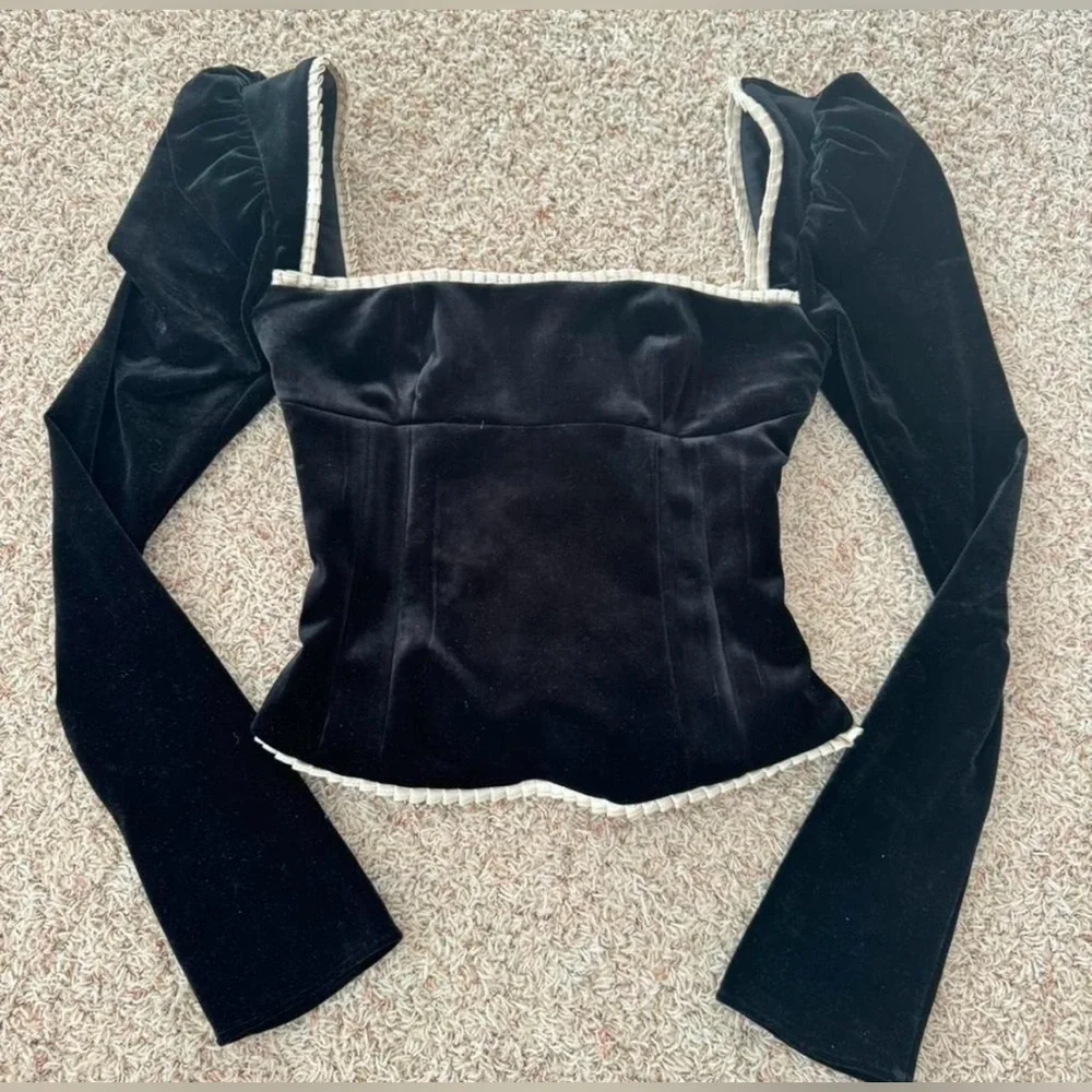 House of CB London Noa Black Velvet Corset Top - Picture 3 of 6